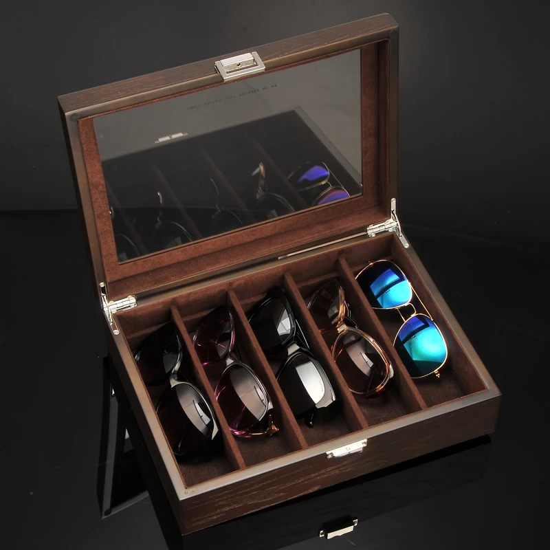 

Luxury Glasses Case Wooden Men Lenses Organizer Box Women's Sunglasses Storage Cases Waterproof Eyeglasses Protector Boxes