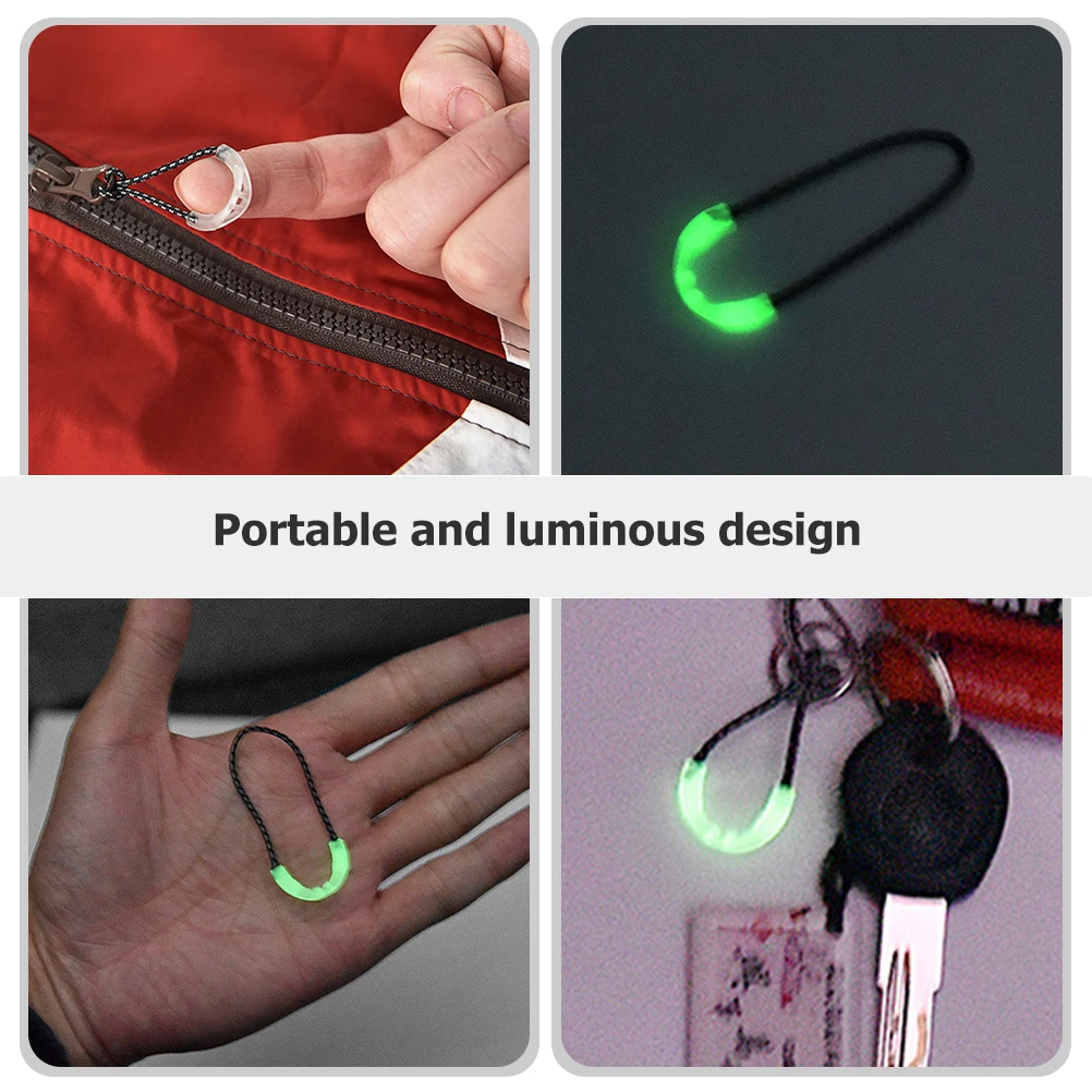 

10 Pcs Glow-in-the-dark Drawstring Camping Zipper Pulls Outdoor Pullers Extension Practical Plastic Luminous