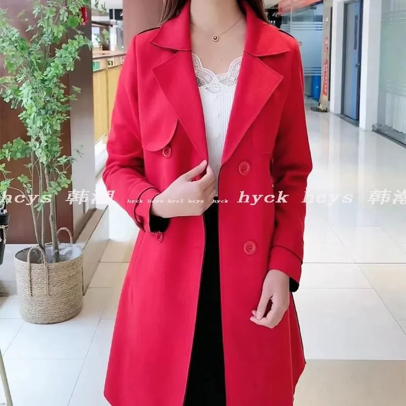 Trench Casual in pelliccia di cervo di fascia alta per donna 2023 coreano primavera e autunno cappotto a maniche lunghe Versatile in stile coreano