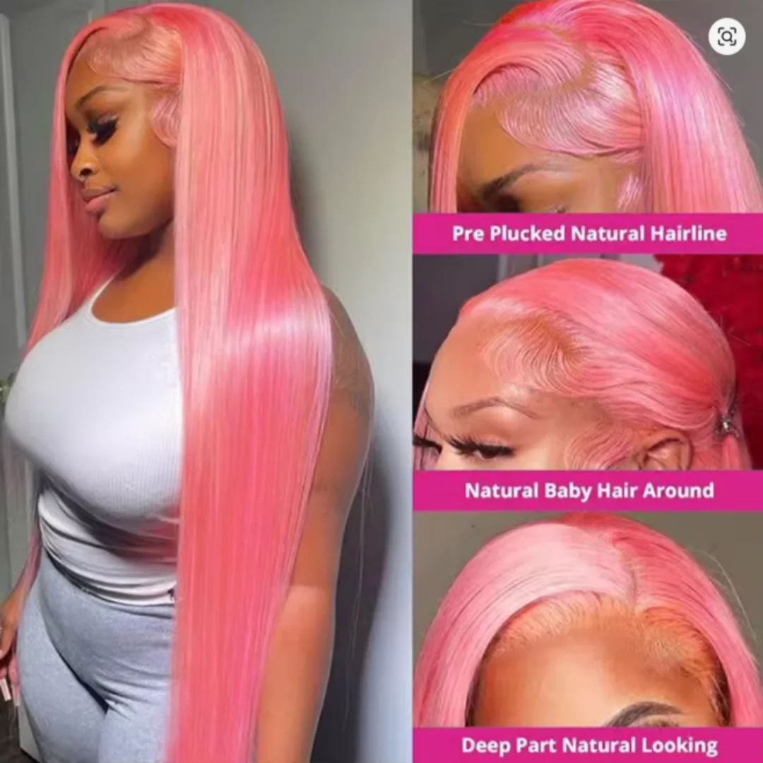 180 الكثافة الدانتيل شعر مستعار أمامي الشعر البشري 30 بوصة البرازيلي 13x6 HD الدانتيل الباروكة الأمامية الوردي اللون مستقيم الدانتيل الجبهة الباروكات للنساء #3