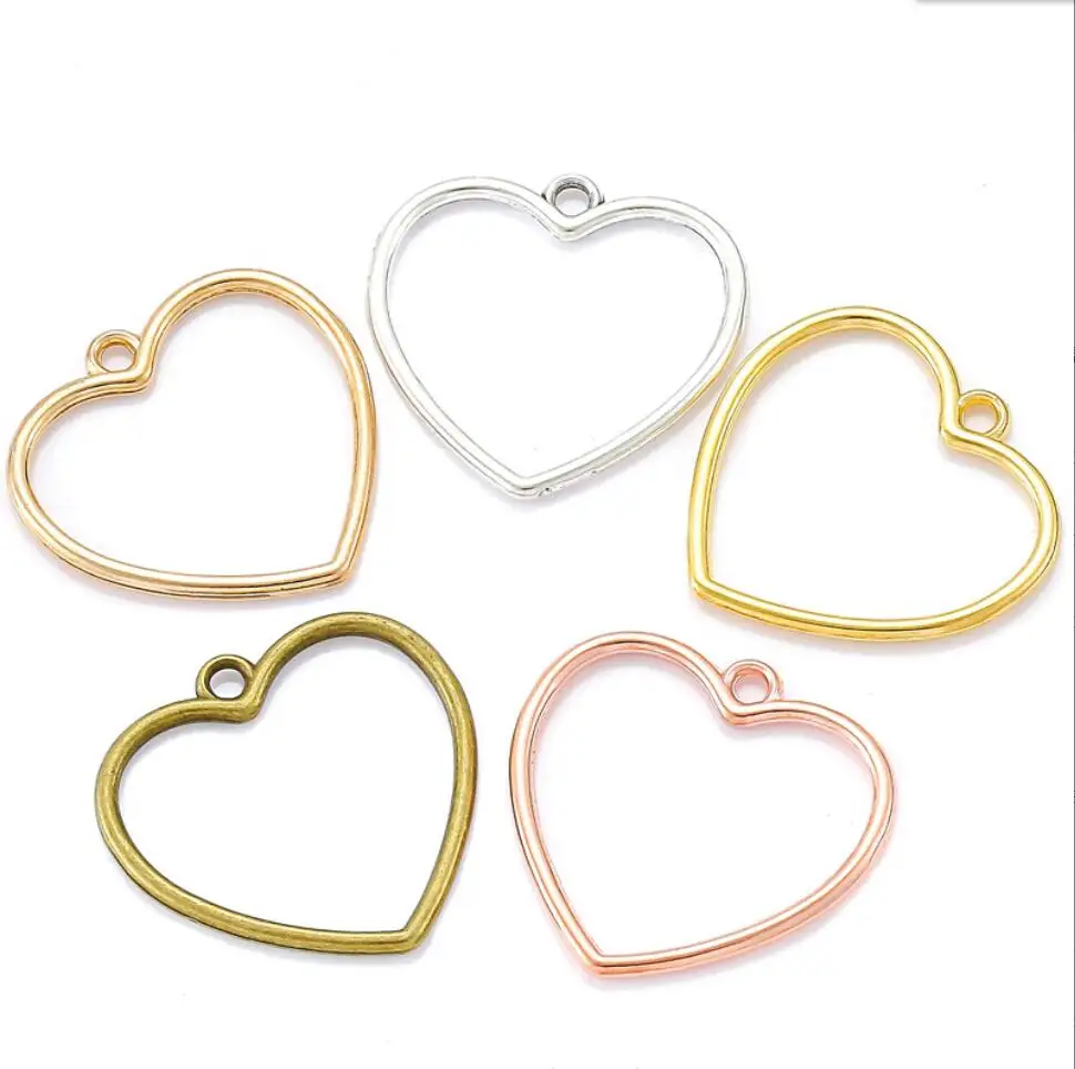 

100PCS 25*25mm 2 Color Metal Zinc Alloy Hollow Out Hearts Charms Fit Jewelry Pendant Charms Makings DIY Handmade Craft F0049