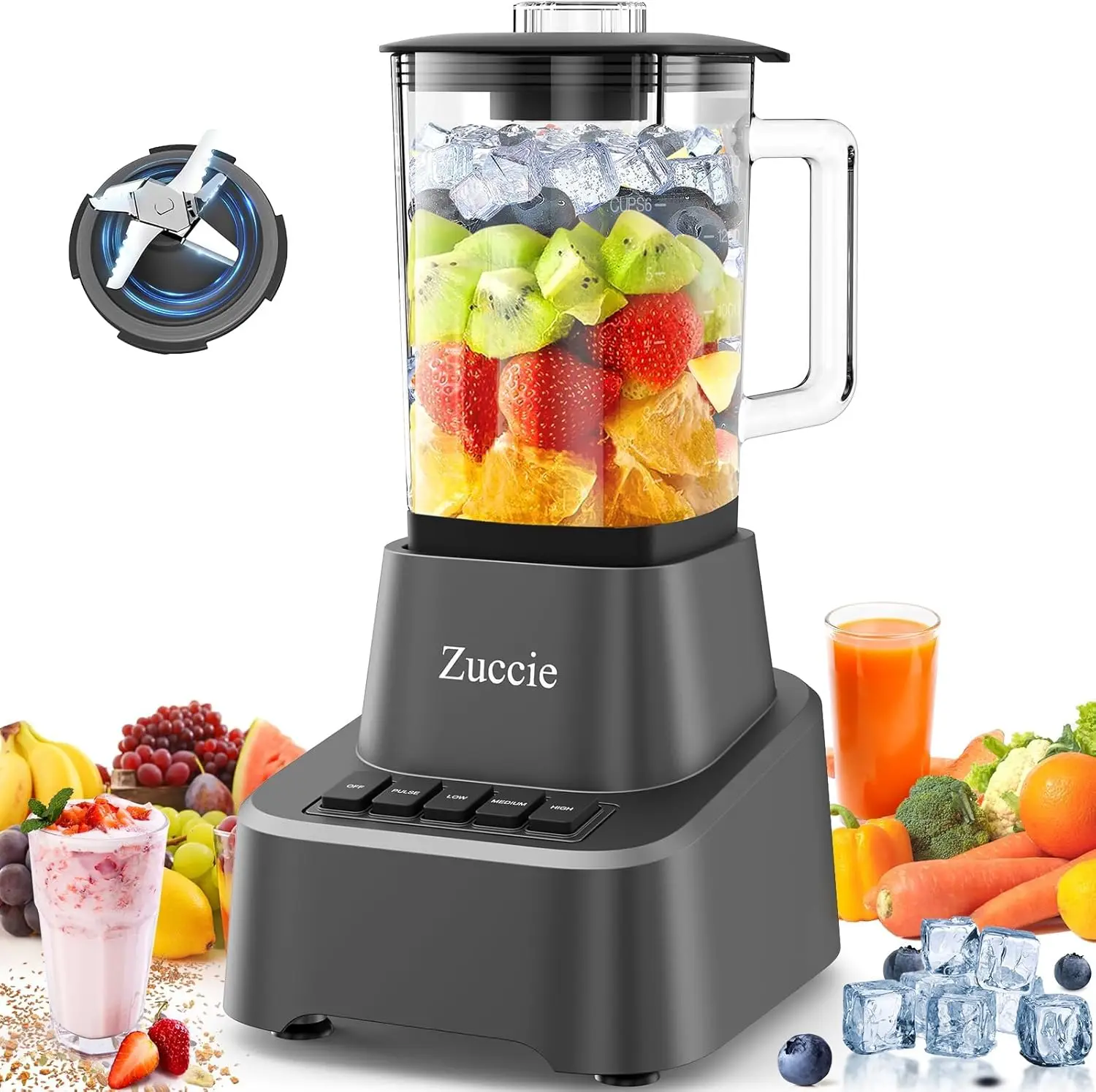 

Blender for Shakes and Smoothies With 54oz Glass Jar, 4 Speed Settings, Countertop Blender for Frozen Fruit Drinks, Smoothies, S