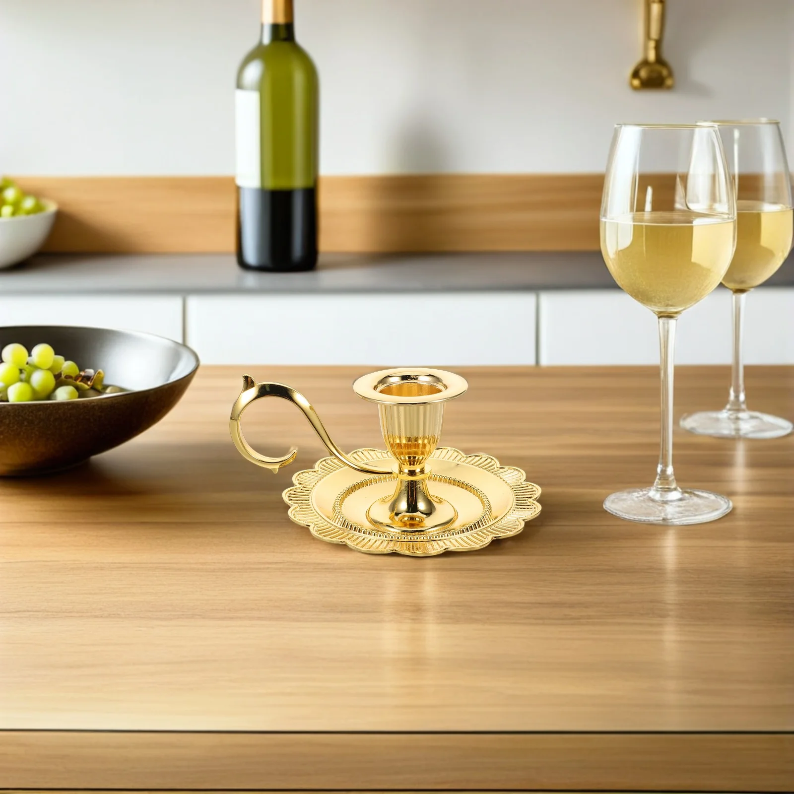 

Vintage Metal Tray Sturdy Gold Candlestick Holder for Shabbat Christmas Advent Wreath Floral Display Elegant Home Decor