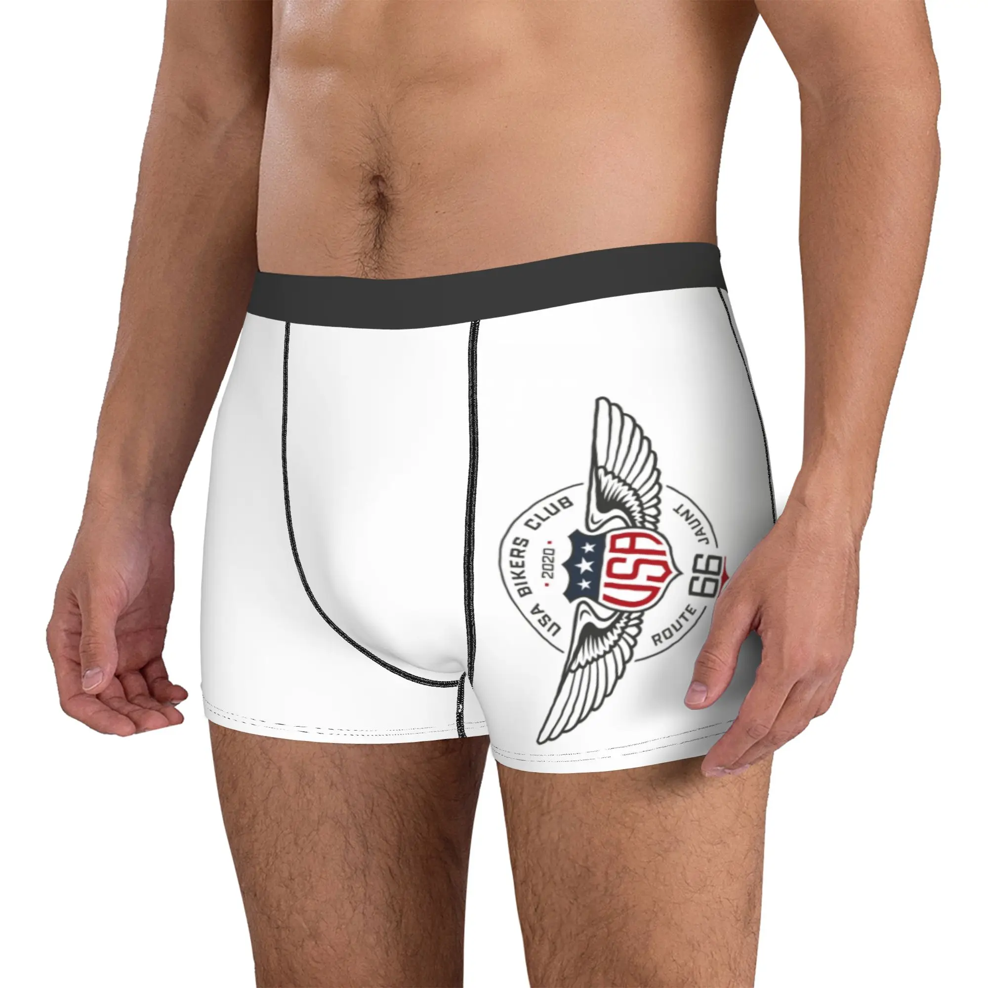 Customized Male Novelty USA Bikers Club Underwear Route 66 Boxer Briefs Soft Shorts Panties Underpants