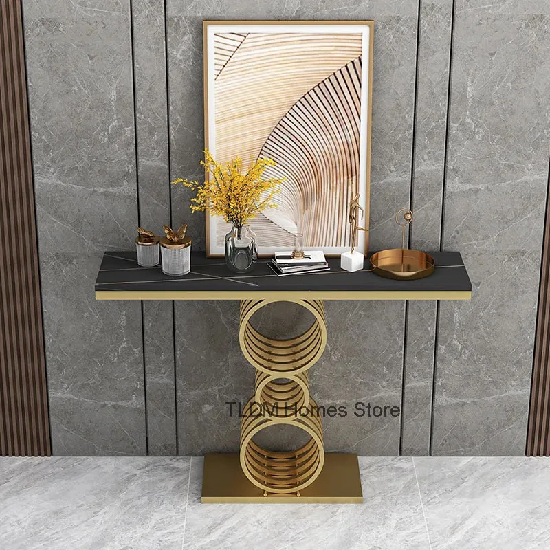 

Italian Rock Slab Console Tables for Living Room Furniture Entrance Console Table Light Luxury Designer Corridor Hallway Table