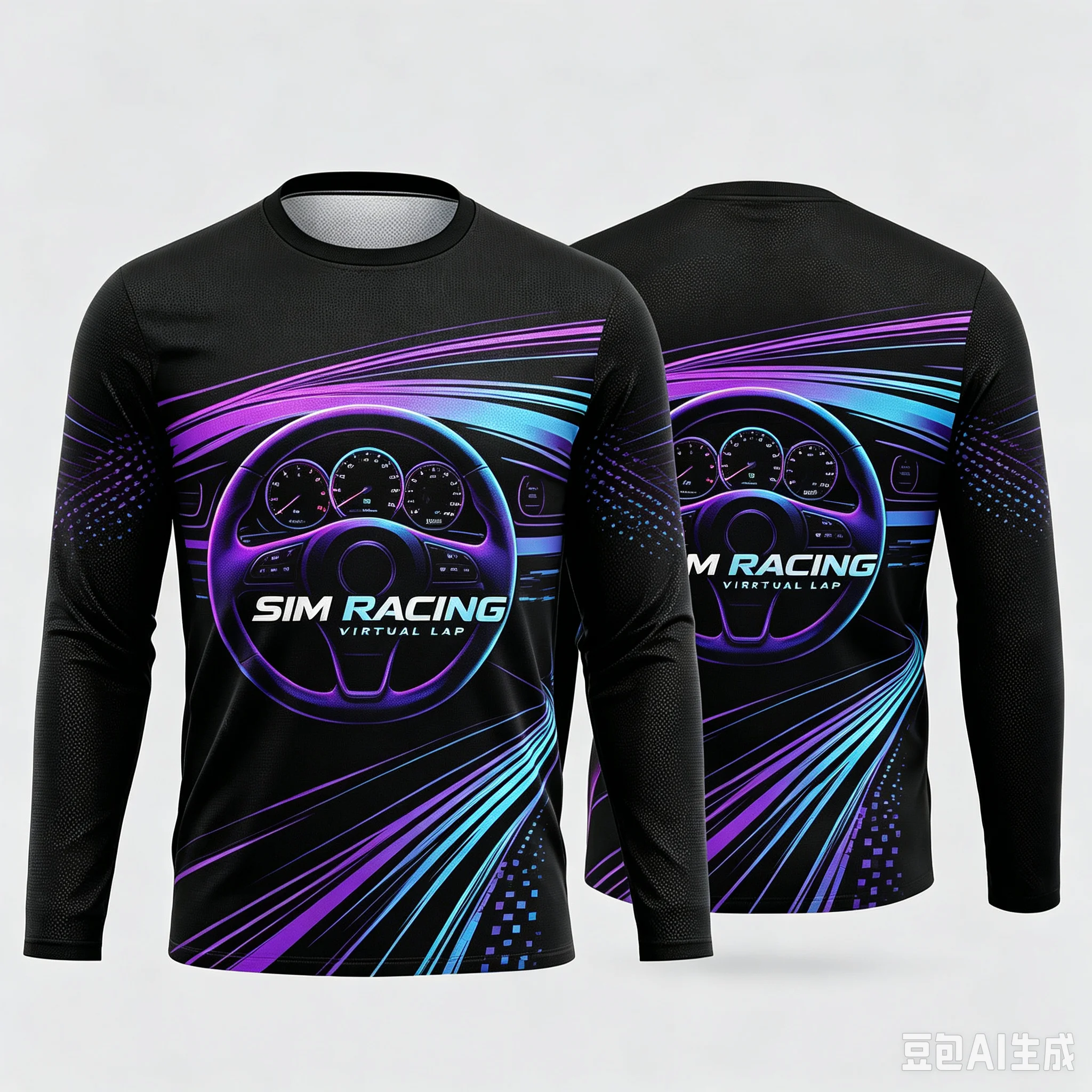 Sim Racing Steering Wheel Graphic Long Sleeve T Shirt Family Matching Outfits Quick Dry Motor Racing Sports Jersey Tee Top