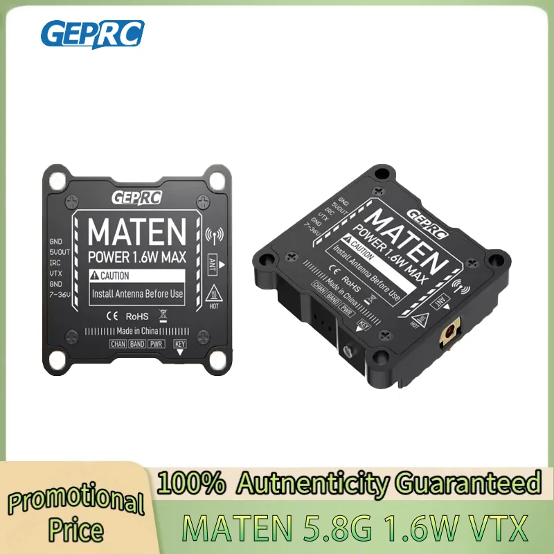 

GEPRC MATEN 5.8G 1.6W VTX 72CH 1600Mw FPV Video Transmitter Built-In Mic PAL/NTSC For FPV Long Range Racing Drone Accessories RC