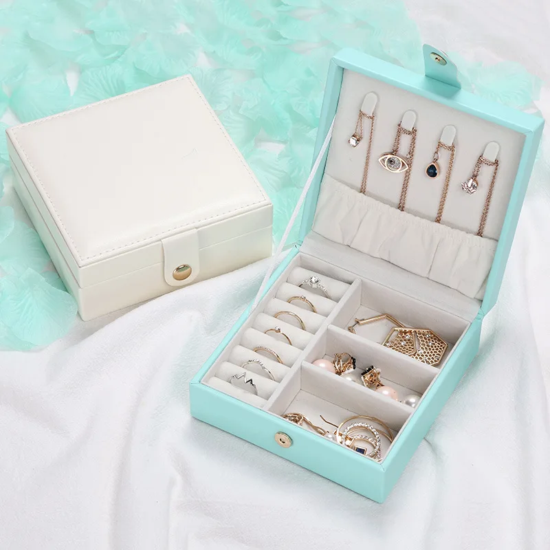 

Newly S/M/L PU Jewellery Box Jewelry Organizer Display Travel Jewelry Case Boxes Button Leather Storage Zipper Jewelers Joyero