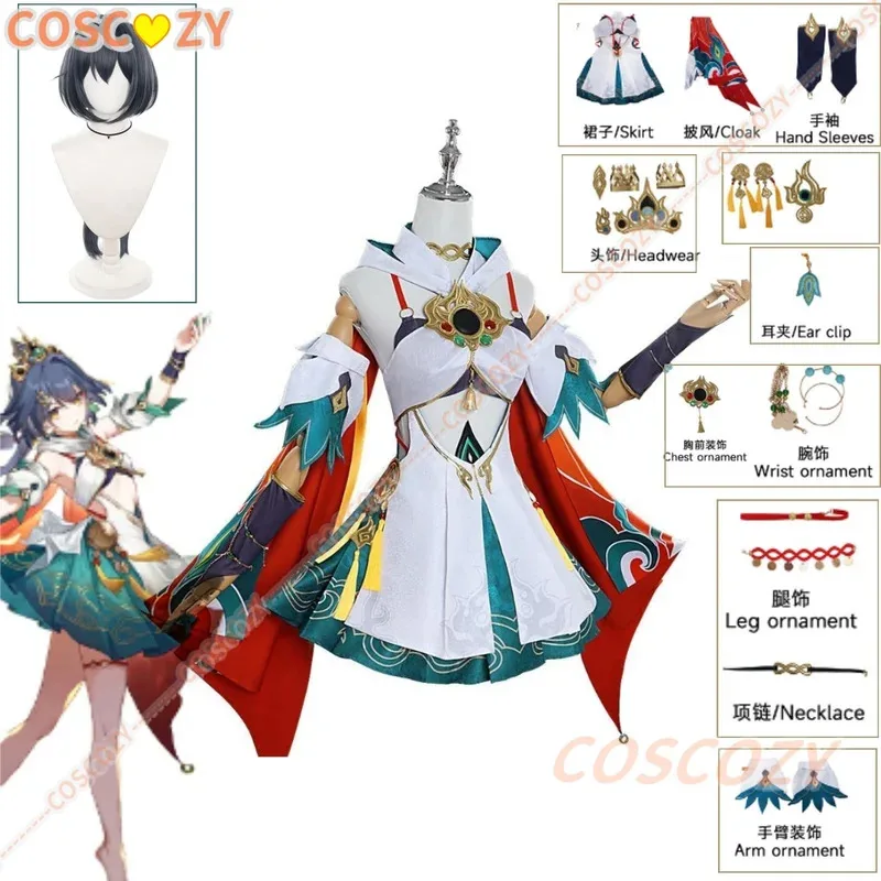 yunli-コスプレ衣装ウィッグゲーム-honkai-スターレールドレス制服ヘアピン足飾りアンクレット剣ハンターハロウィン女の子ドレス