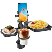 Car Cup Holder Tray 4 in 1 Multifunctional Cellphone Stand 360 Swivel Adjustable Car Food Eating Tray Table Cup Holder Expander