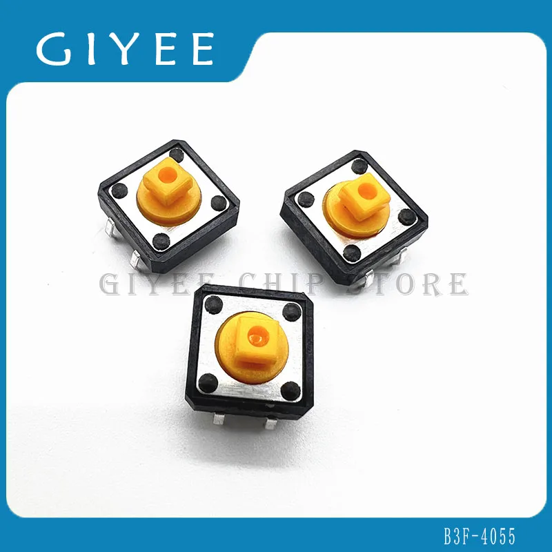 10PCS/lot Non generic made in Japan B3F-4055 jog tact switch button 12*12*7.3m yellow square head 4 button