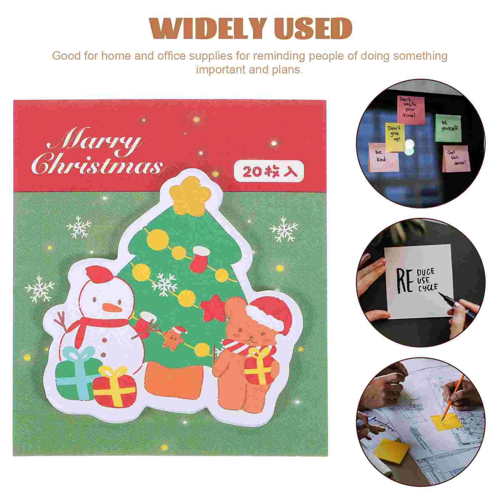 4 Books Xmas Notepad Small Sticky Notes Christmas Daily Use Memo Stickers Office Notepads