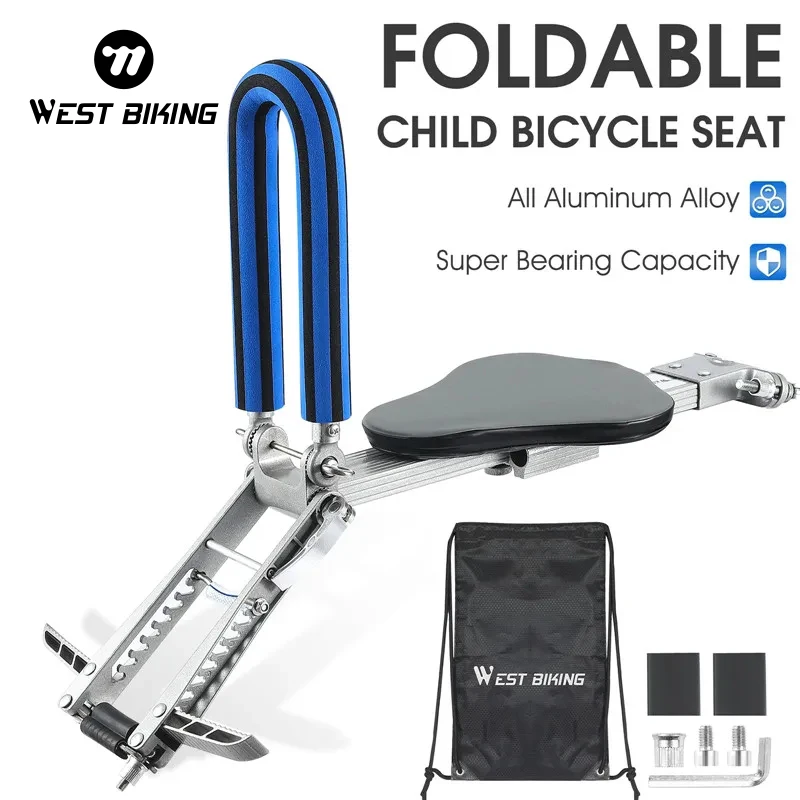 

WEST BIKING Children Bicycle Seat Safety Foldable Quick Release Front Mount Baby Kids Bike Saddle Adjustable Cycling Pad Cushion