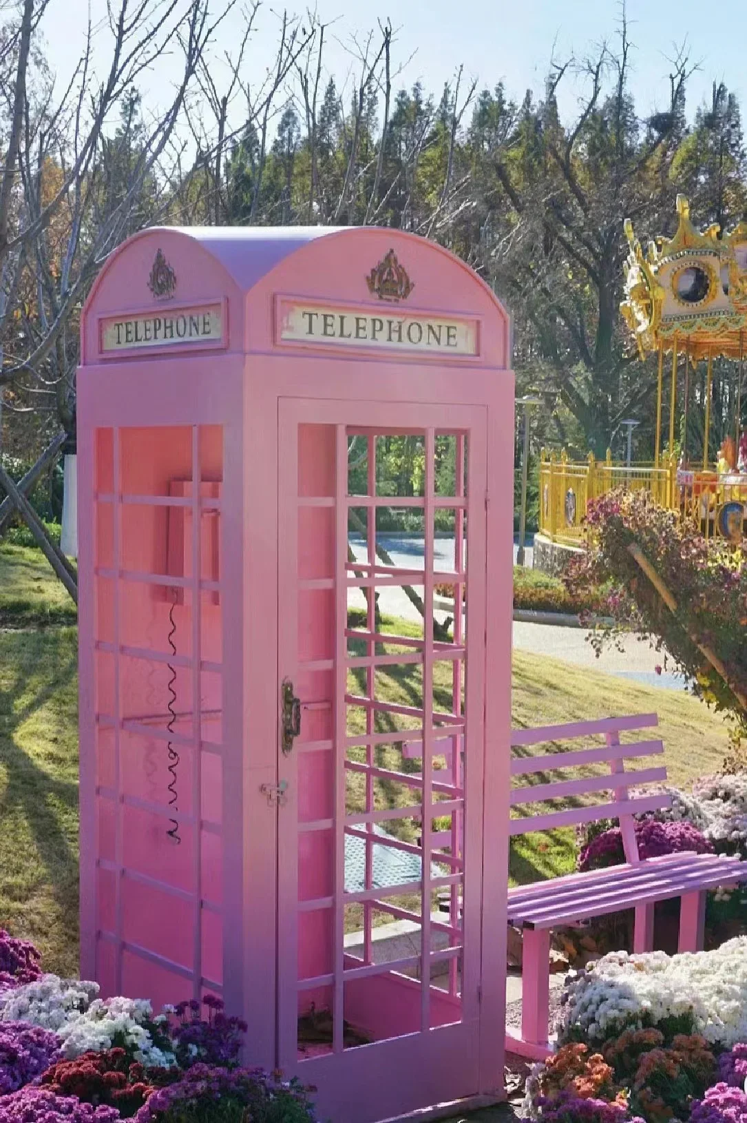 Aangepaste roze retro telefooncel Londen roze telefooncel decoratie prop postbus telefooncel