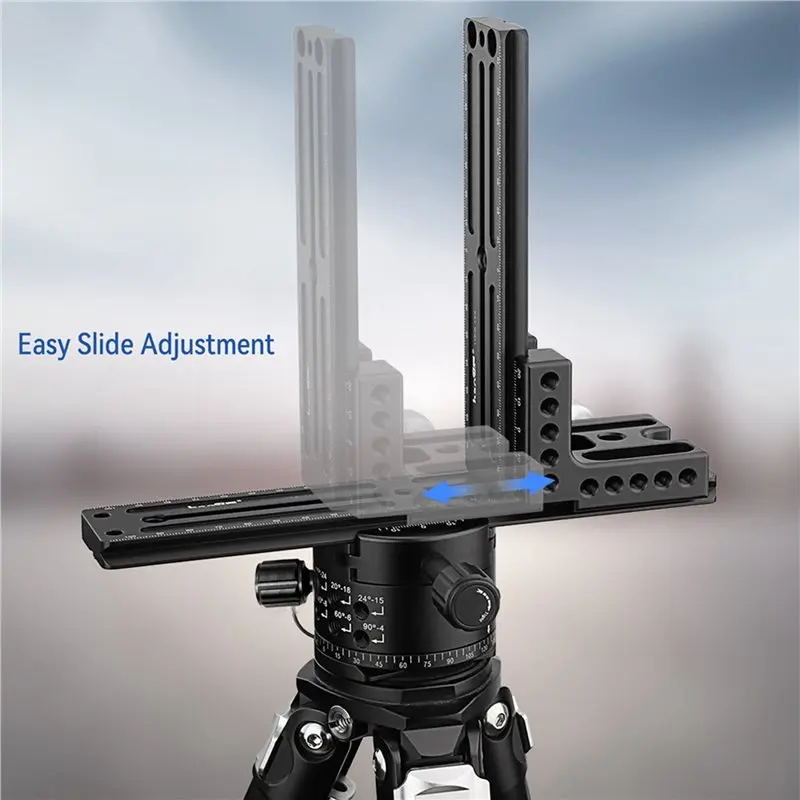 B62B-2X Right Angle Clamp 90 Degree Double Quick Release L Clamp With 1/4 Screw For Arca RRS Benro Rail Plate Nodal Slide