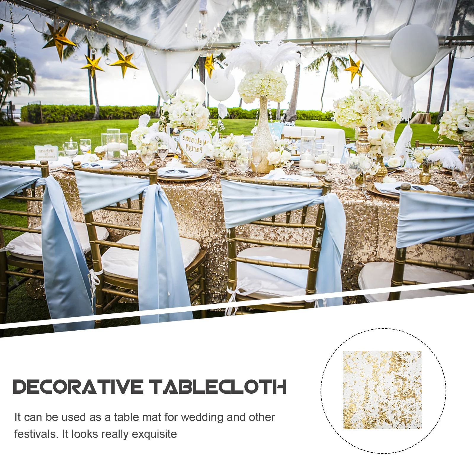 

Cloth French Style Rectangular Decorative Tablecloth Party Wedding Holiday Festival Table Decor Gold Tablecloth