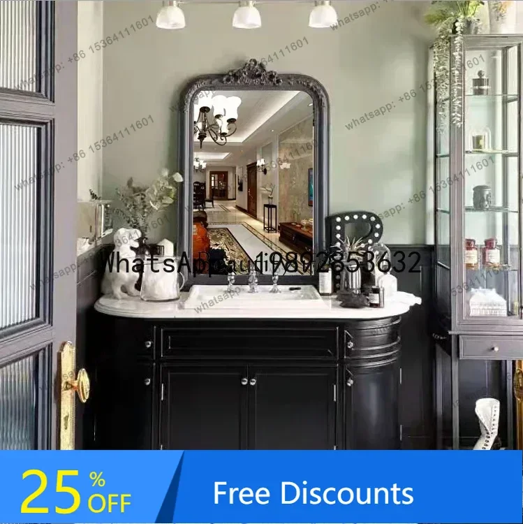 

HH American Oak Bathroom Cabinet Combination Bathroom Floor European Solid Wood Hand Washing Washbasin Cabinet