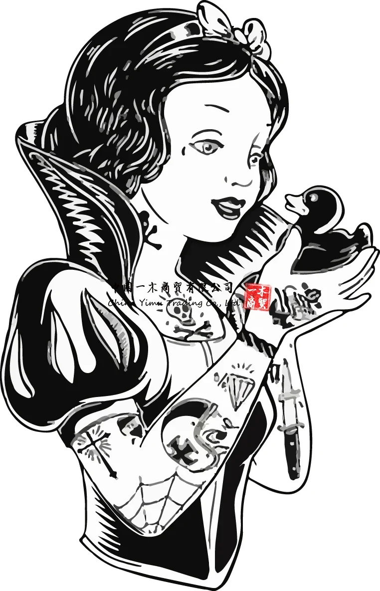 

Greestick Sticker Tattoo Fairy Tale Snow White Black White auto parts for Dodge Truck