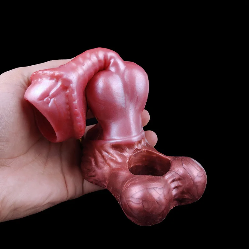 YOCY Hollow Horse Sheath Liquid Silicone Penis Sleeve 5.8cm Big Knot Massager Male Cock Enlargement Masturbator Sex Toy