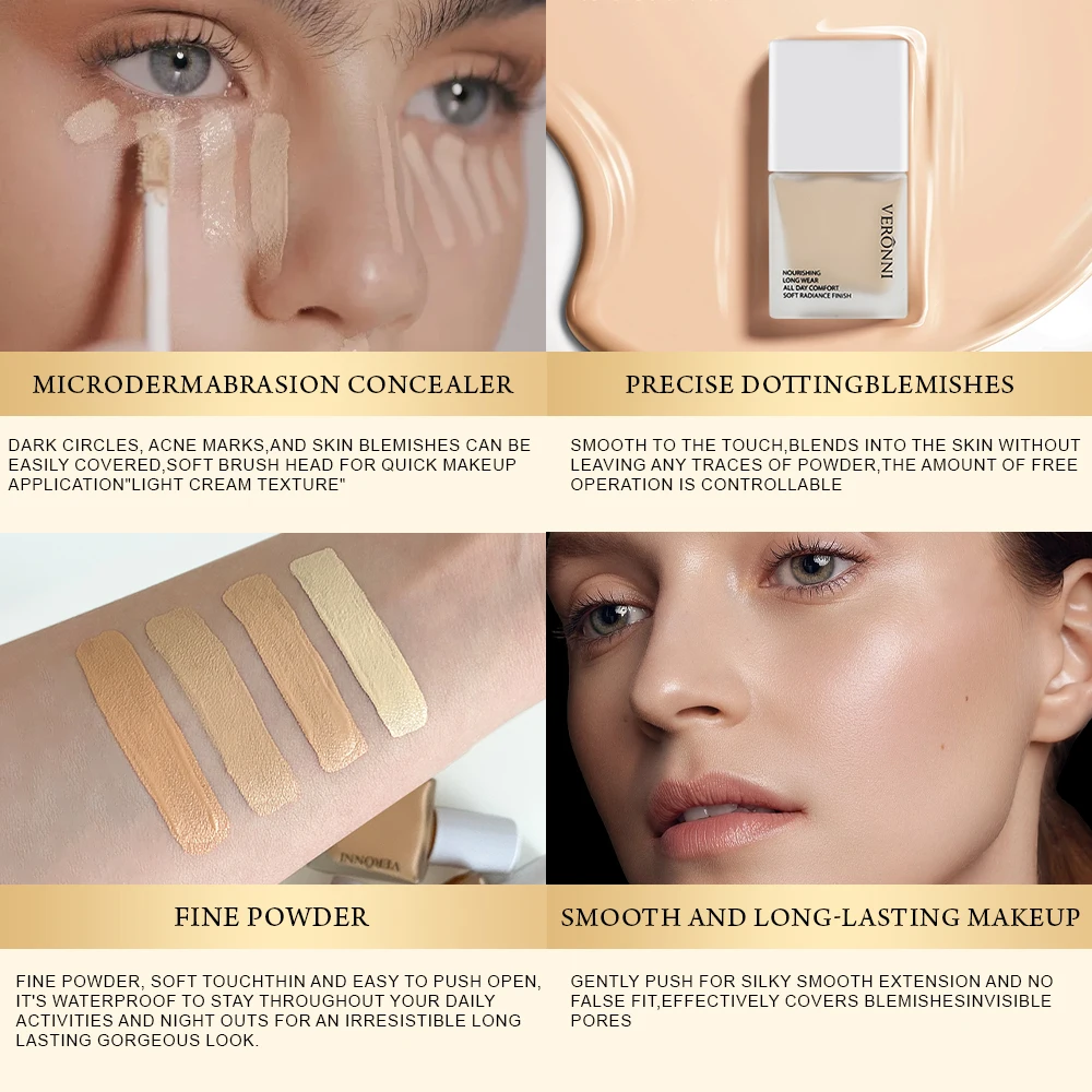 4 Farben Liquid Blush & Face Liquid Foundation Set vollflächige Concealer wasserdichtes Gesichts erröten für den täglichen Gebrauch von Frauen partys