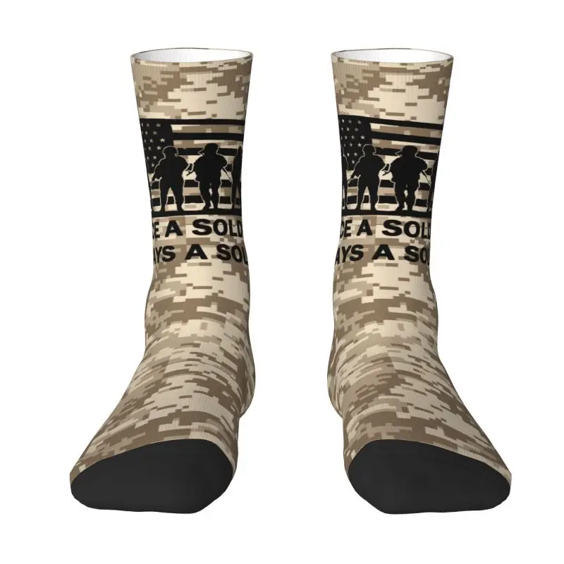 

Cool Men's Once A Soldier Always A Soldier Dress Socks Unisex Warm Comfortable 3D Print Crew Socks