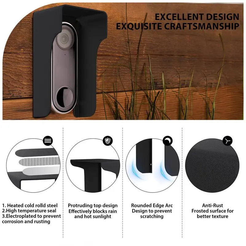 ABVC واقي جرس الباب الخارجي المقاوم للطقس، غطاء جرس الباب الدائري المقاوم للماء، للخارج، غطاء المطر لجرس الباب #3