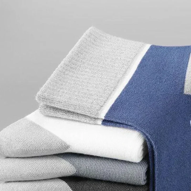 Breathable Cotton Socks Spring Striped Casual Hosiery Men's Anti-odor Antibacterial Business Socks Sweat Absorption Sports Socks
