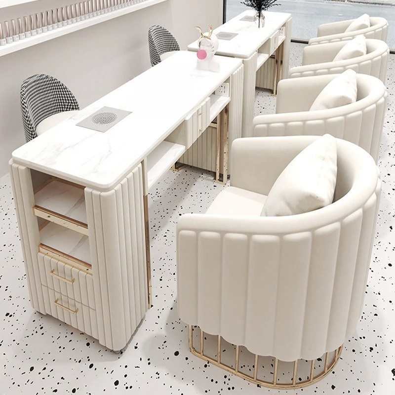

Nail art table and chair set Nordic single double marble Internet celebrity manicure table Simple manicure table