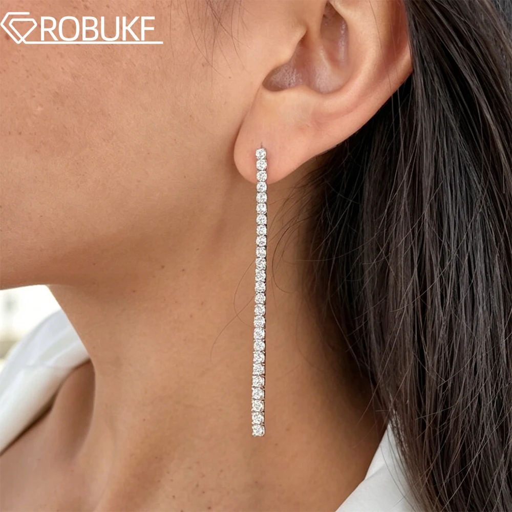 2.5mm 3mm Full Moissanite Drop Earring for Women 925 Sterling Silver Long Tassel Tennis Dangle Earrings Jewely Birthday Gifts