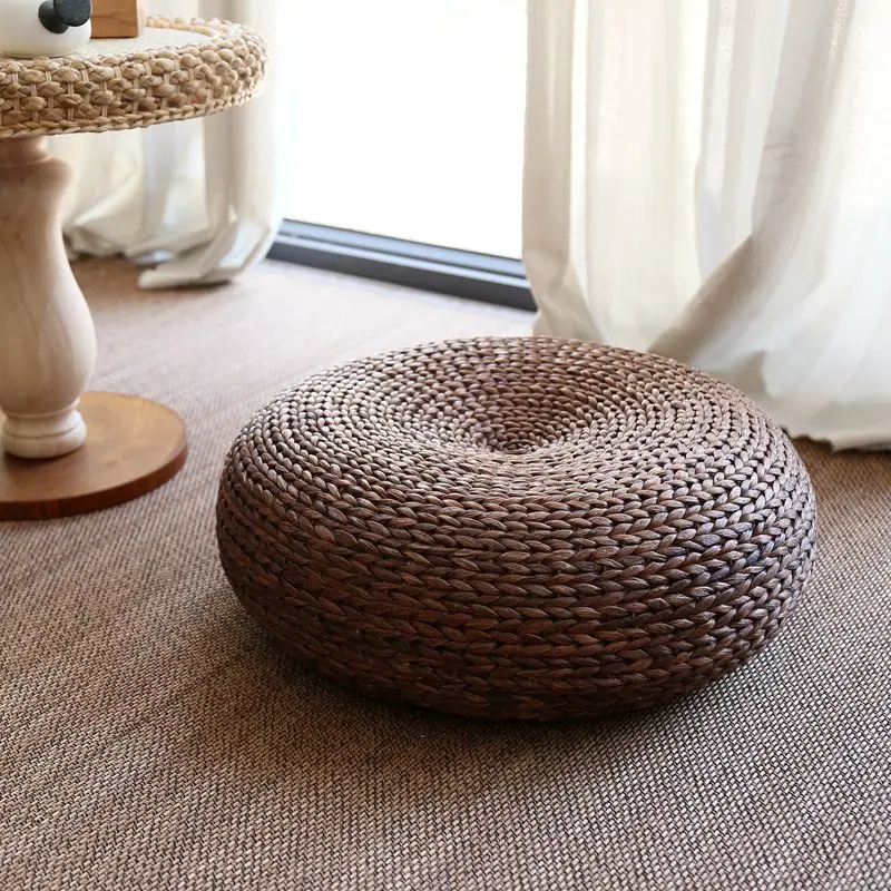 Rattan futon stool cushion bay window balcony banana fiber stool handmade modern light coffee Japanese floor pier