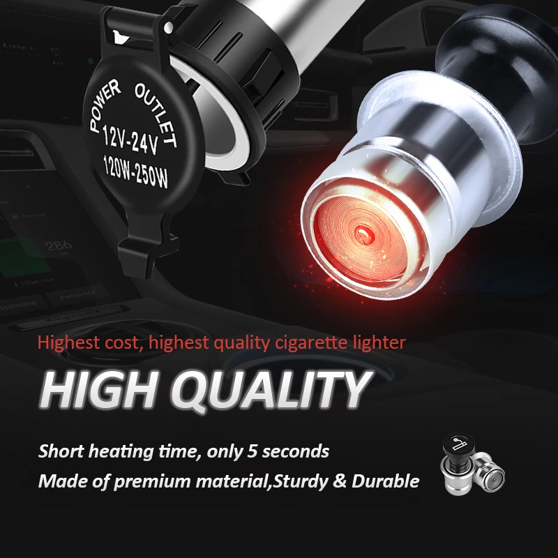 45W QC3.0 Cigarette Lighter Socket Splitter Waterproof 12V Dual USB Charger Power Adapter Panel Ports Voltmeter Fast Charging