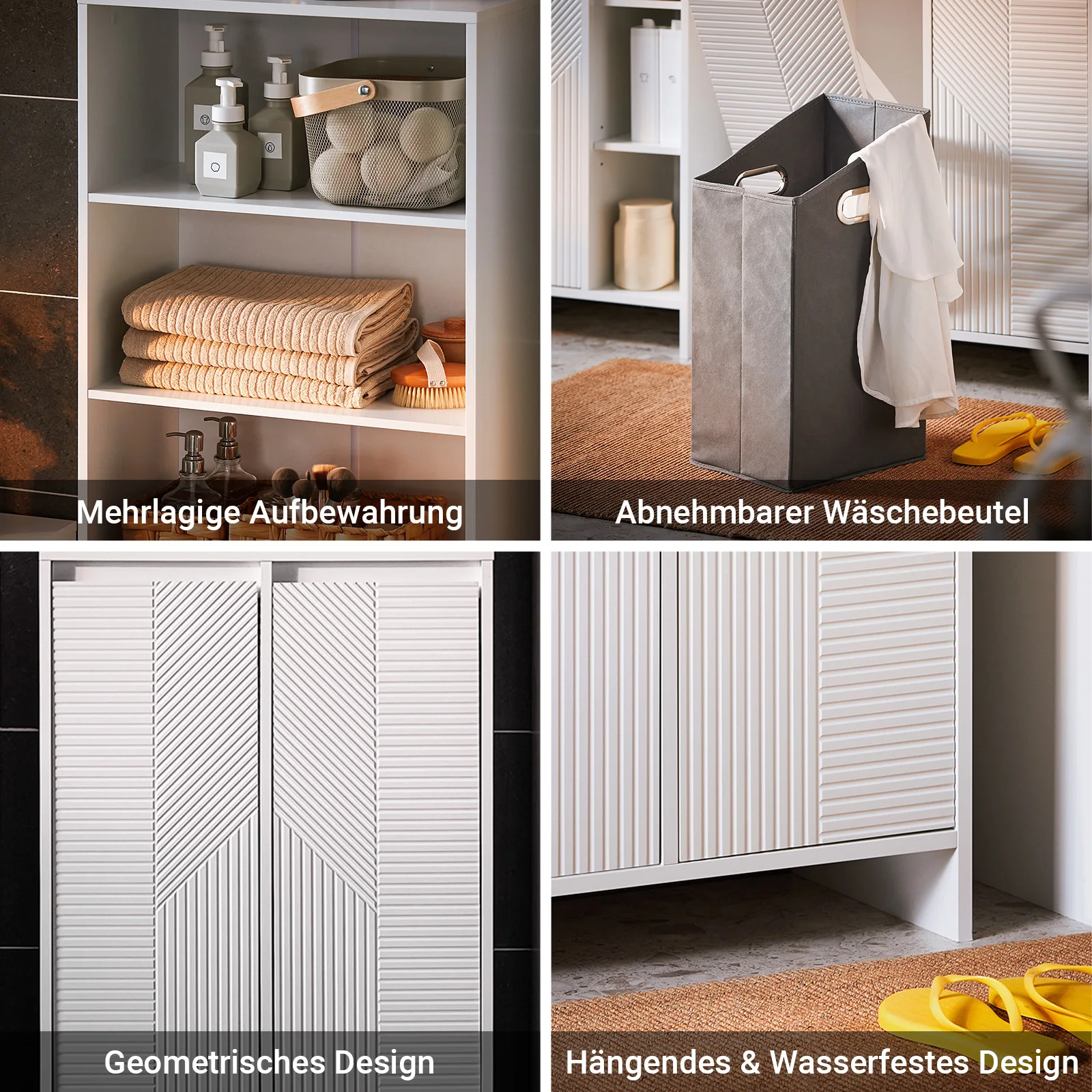 SoBuy BZR155-W Schmaler Badezimmerschrank mit Wäschekorb, Bad Hochschrank mit Türen & Regal für Badezimmer 60x30x171 – Detail 11