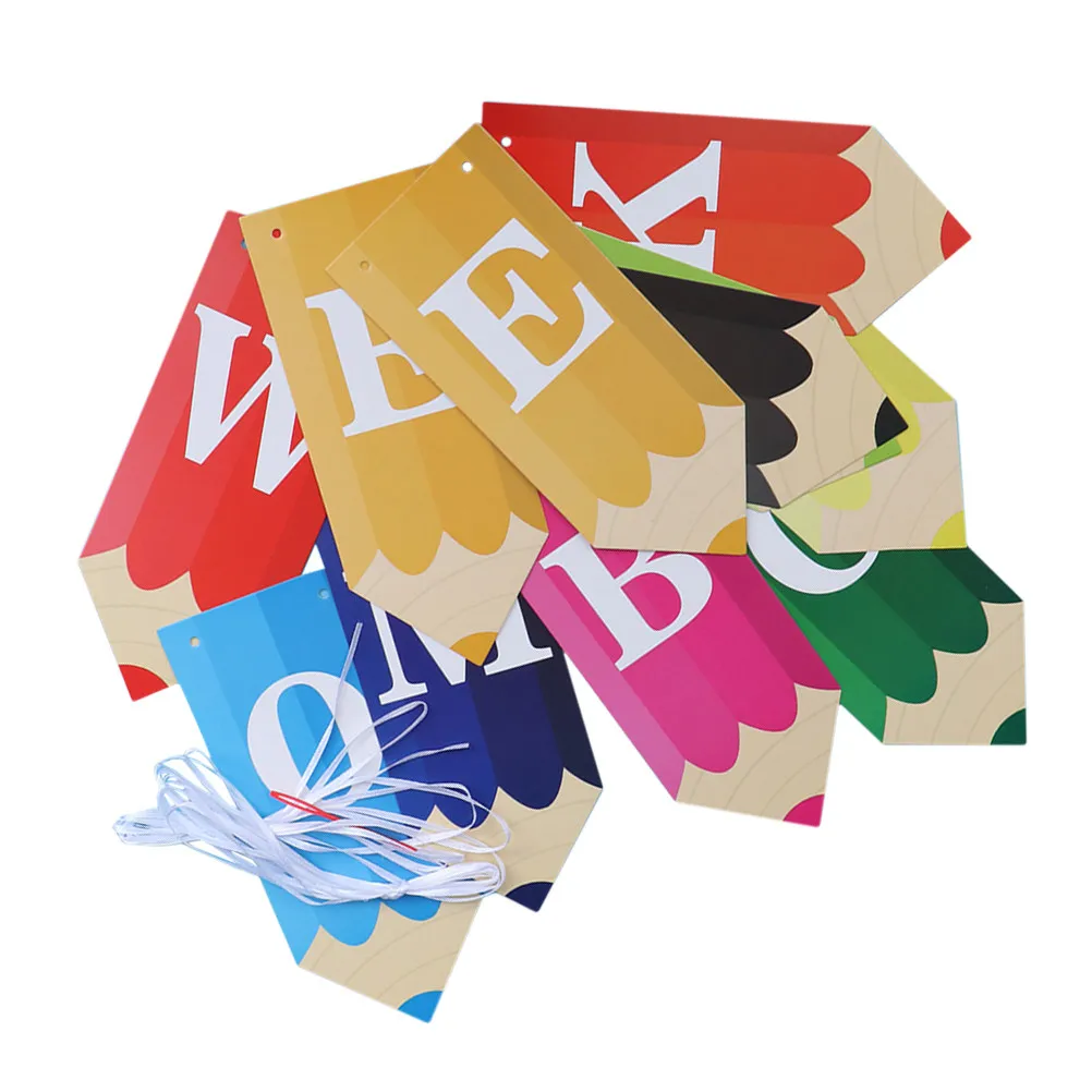 1 set Halloween Christmas New Year Paper Flag Banner Paper Banner Paper Garland Paper Garlands Back To School Classroom Decor