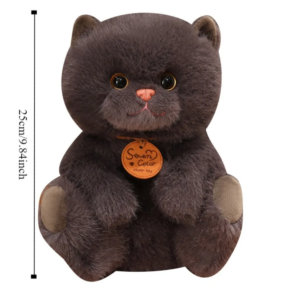 Lovely Animal Pet Cat Plush Toy Fluffy Black Kitten Stuffed Doll Anime Soft Cartoon Simulation Cat Doll Christmas Gift