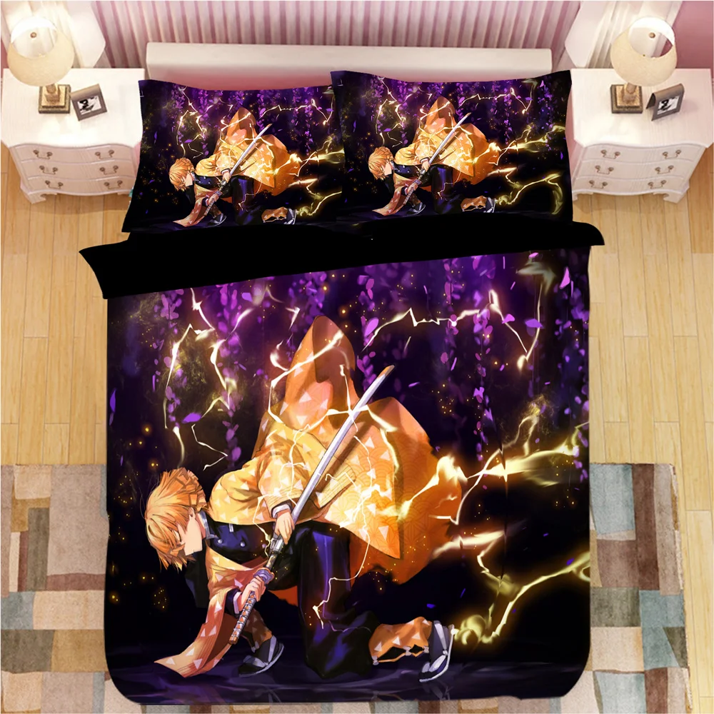 Demon Slayer set di biancheria da letto Cartoon Comforter biancheria da letto ragazzi bambini Single Double Size morbidi biancheria da letto