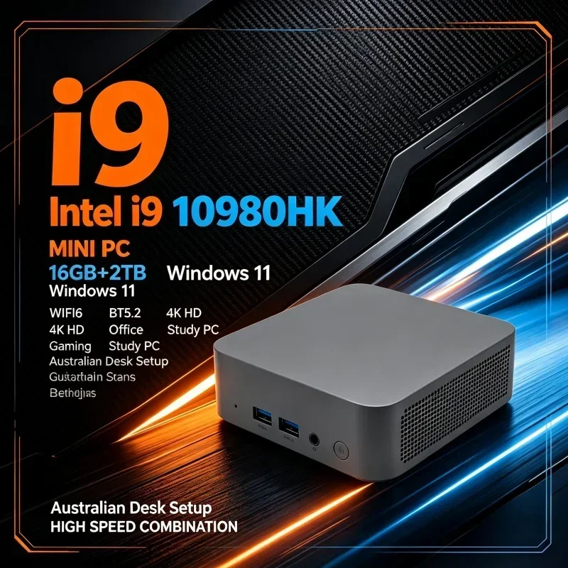 Home Office Multicolor Mini Desktop Host Intel I9‑10980HK Windows 11 16GB RAM 2TB SSD WiFi6 BT5.2 Multi‑Display Small Computer