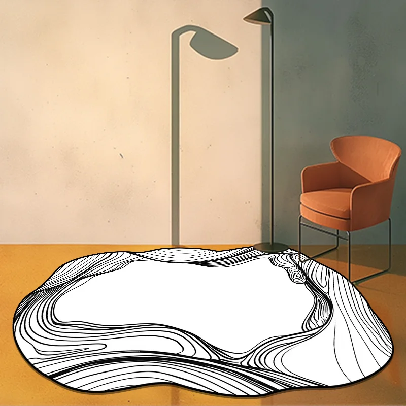 거실용 모던 패션 불규칙 카펫, 프리미엄 심플 화이트 러그, 침실 드레싱 테이블 의자 매트, 부드러운 미끄럼 방지