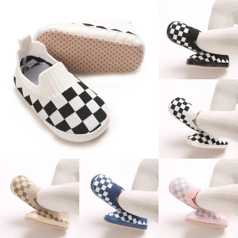 

Classic Checkered Athletic Shoes For Toddlers Boys' Shoes For Girls Mesh Breathable Cotton Sole Casual Sports 0-18M Baby Walk