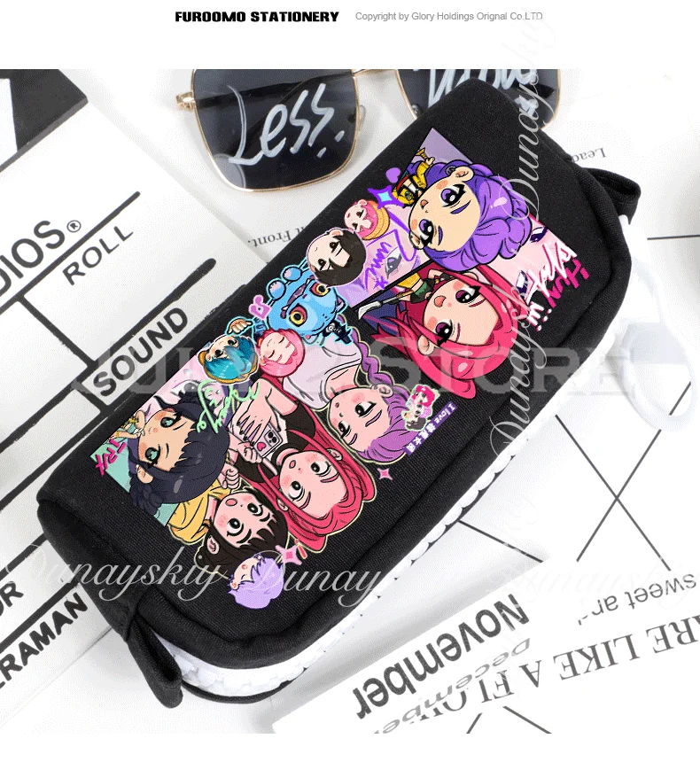 KPop Demon Hunters película Zoey Rumi Mira A estuche para lápices caja de papelería de gran capacidad dos estilos blanco negro disfraz de Cosplay individual