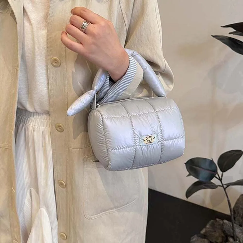 Gesteppte Cloud-Plissee-Gittertasche, großes Fassungsvermögen, leichte, bauschige Tragetasche, Polyester, spritzwassergeschützt