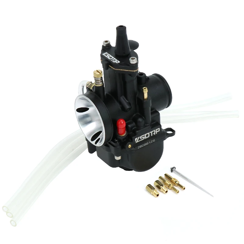 ZSDTRP Black Motorcycle Carburetor Keihin PWK 21 24 26 28 30 32 34mm Motocross Scooters with Power jet Clear Float Bowl