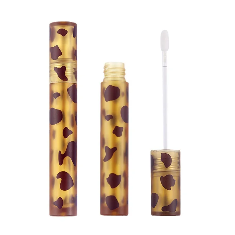 

10PCS 4ml Empty Lip Gloss Lipstick Tube Bottle Amber Spot Leopard Lip Glaze with Brush Clear Tube Refillable Cosmetic Containers