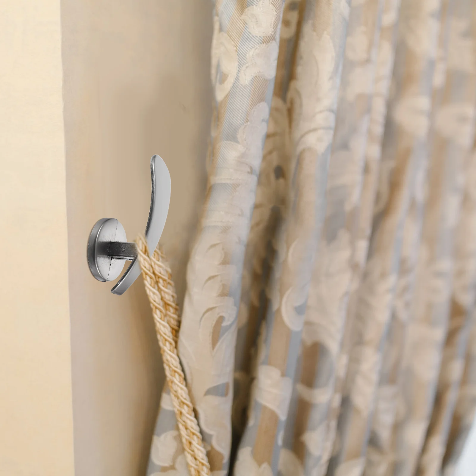 

4Pcs Metal Curtain Holdbacks Wall Mounted Drapery Tiebacks Hook for Bedroom Living Room Hotel Decoration Curtain Tieback