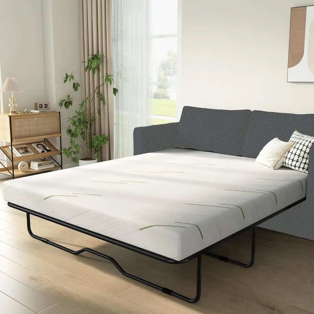 4 Inch Queen Sofa Mattress with Removable Cover, Non-Slip Base, Ideal for RV, Dorm, 58x72x4 inches