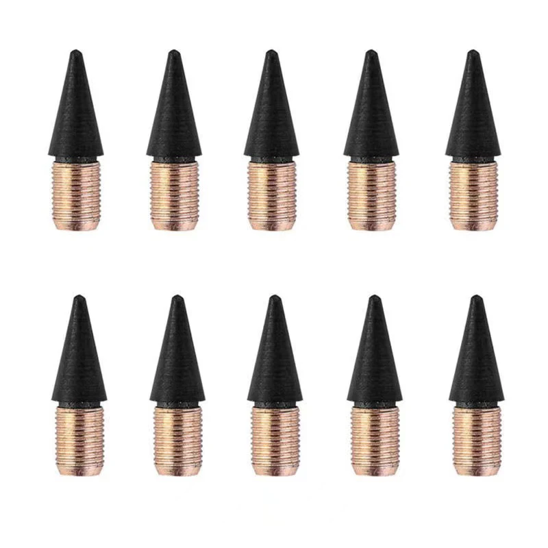 Ponta substituível da caneta para lápis ilimitado, cabeça universal do lápis, nenhuma tinta, escrita, 10pcs