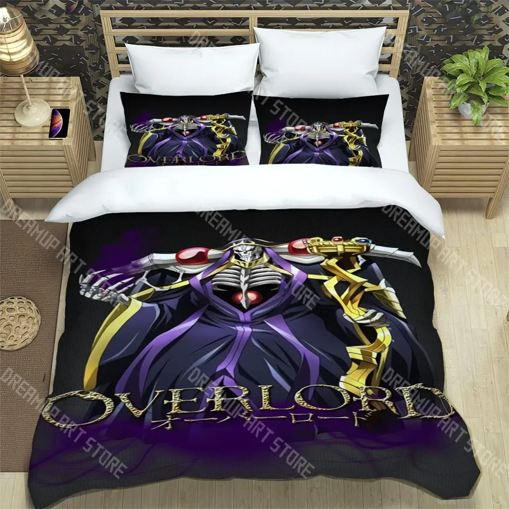 Overlord Fashion Print Three-piece Set Suitable for Kids or Adults Quilt Cover Pillowcase Bedding Set Birthday Gift