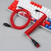 Para interruptor magnético USB A a tipo C Teclado mecánico para jugar Cable de doble manga GX16 Cable de alimentación en espiral de aviador desmontable
