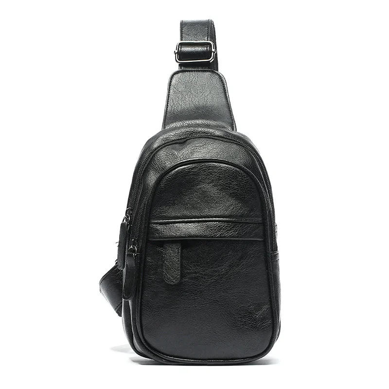 

Men’s Vintage PU Leather Sling Bag – Large Capacity Crossbody Chest Bag with Multi-Pockets, Secure Buckle Closure – Stylish Comm