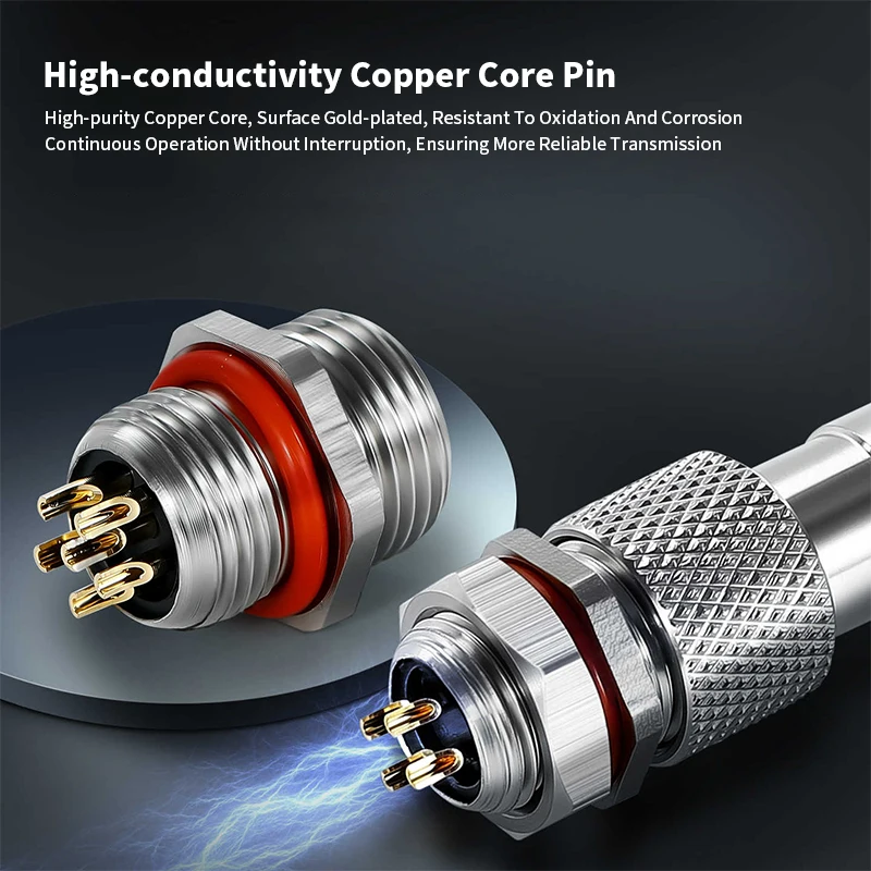 304 Stainless Steel GX12 Waterproof Connector Gold-plated 2 3 4 5 6 7 8 9 Pin Aviation Plug Socket IP67 12MM Male Female Joint