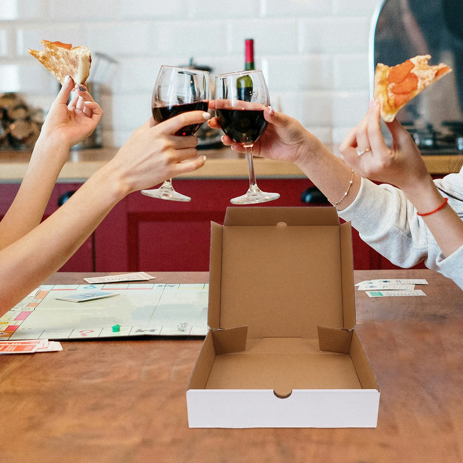 

30pcs Pizza Boxes White Kraft Paper Corrugated Reusable Bulk Mini Takeout Oven Freshness Preservation Food Safe Storage